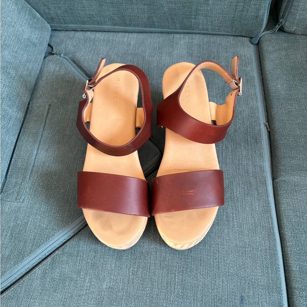 Nisolo All Day Open Toe clog in Brandy